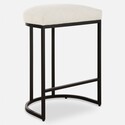 BenJara Gyn Counter Height Stool, White Performance Fabric, Black Cantilever Base Thumbnail - 1