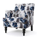 BenJara Lit Accent Chair, Button Tufted Floral White Blue Print, Multicolor Thumbnail - 1