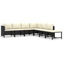 BenJara Avio 7pc Outdoor Modular Sofa Set, Square Shape, Poly Rattan, Black Thumbnail - 1