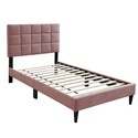 BenJara Lilian Twin Bed, Tufted Pink Linen Upholstery, Biscuit Tufted Stitch Thumbnail - 1