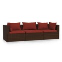 BenJara Faye 3pc Outdoor Modular Sectional Sofa Set, 3 Cushions, Red Brown Thumbnail - 1