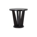 BenJara Chloe Side End Table, 24 Inch Round, Angled Pedestal Base, Dark Brown Thumbnail - 1