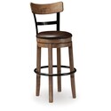 BenJara Pine Swivel Barstool Chair, 31 Inch, Industrial Brown Faux Leather Thumbnail - 1