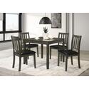 BenJara Panos 5pc Dining Table Set with 4 Chairs, Gray, Black Faux Leather Thumbnail - 1