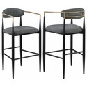 BenJara Tiara Bar Chair Set of 2, Gray Fabric, Gold, Black Metal 30 Inch Thumbnail - 1