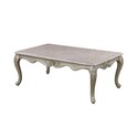 BenJara Kerra Cocktail Coffee Table, Beige Marble, Carved Champagne 54 Inch Thumbnail - 1