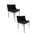 BenJara Side Dining Chair Set of 2, Black Faux Leather Seat, Clear Frames Thumbnail - 1