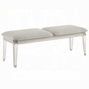 BenJara Veda Accent Bench, Light Gray Boucle, Pearl White Wood Finish, 54 Inch Thumbnail - 1