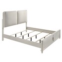 BenJara Veda Queen Size Bed with LED, Pearl White, Gray Boucle Upholstered Thumbnail - 1