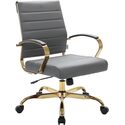 LeisureMod Benmar Home Leather Office Chair With Gold Frame Thumbnail - 1