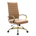 High-Back Leather Office Chair With Gold Frame Thumbnail - 1