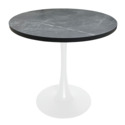LeisureMod Bristol Dining table, White Base with 36" Round Marbleized Black MDF top Thumbnail - 1