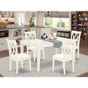 CACL5-LWH-C 5Pc Dining Set Includes a Rectangle Dinette Table and Four Double X Back Linen seat Kitchen Chairs, Linen White Finish Thumbnail - 1