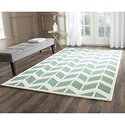 Contemporary Teal/Ivory Wool Pile Rug 10x8 Thumbnail - 1