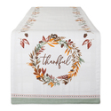 DII Thanksgiving Thankful Autum, Fall Leaves, Reversable Table Runner 14x108" Thumbnail - 1