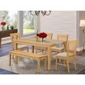 Dining Table Set with 4 Chairs & Bench - 36x60 Inch Thumbnail - 1