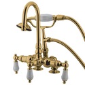 Clawfoot Tub Filler with Hand Shower and Lever Handle, Polished Brass Finish - Kingston Brass Thumbnail - 1