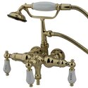 Vintage Brass Wall Mount Clawfoot Tub Faucet with Hand Shower - Kingston Brass Thumbnail - 1