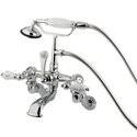 Kingston Brass Vintage Adjustable 3-3/8" - 10" Center Wall Mount Clawfoot Tub Filler with Hand Shower Thumbnail - 1