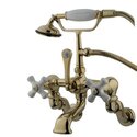 Kingston Brass Vintage Adjustable 3-3/8" - 10" Center Wall Mount Clawfoot Tub Filler with Hand Shower Thumbnail - 1