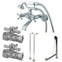 Wall Mount Clawfoot Tub Faucet Package in Polished Chrome - Kingston Brass Thumbnail - 1