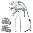 Kingston Brass Vintage Wall Mount Clawfoot Tub Faucet Package with Offset Supply Lines in Polished Chrome Thumbnail - 1