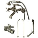 Vintage Wall Mount Clawfoot Tub Faucet Package with Offset Supply Lines - Kingston Brass Thumbnail - 1