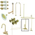 Kingston Brass Vintage Wall Mount Gooseneck Clawfoot Tub Faucet Package, Polished Brass Thumbnail - 1