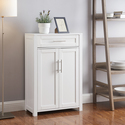 HomeStock Modern Motifs Transitional Wood Home Storage Cabinet in White/Nickel, 2 Adjustableand Removable Shelves, 1 Drawer, 11.75"D x 23.88"W x 36"H Thumbnail - 1
