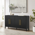 Maykoosh Southwestern Style Sideboard - Matte Black, 14.5"D x 58"W x 32.25"H, Modern Design TV Stand, Adjustable Shelved Storage, TV Stand with Storage, Versatile Entertainment Center Thumbnail - 1