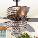 Warehouse of Tiffany Tierna 5-Blade 52-Inch Rustic Bronze Lighted Ceiling Fans Two-Tiered Crystal Shade Optional Remote (incl 2 Color Option Blades) Thumbnail - 1
