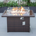 LeisureMod Mace Wicker Patio Modern Propane Fire Pit Table Thumbnail - 1