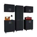 TUHOME Wooster 5-Piece Garage Set - 2 Wall Cabinets, 2 Storage, Pantry - Black Thumbnail - 1