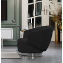 Whiteline Modern Living Erzin Swivel Accent Chair, Black Feathered Fabric, Nickel Legs Thumbnail - 1