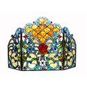 Tiffany-Glass 3Pcs Folding Victorian Fireplace Screen 44" Wide Thumbnail - 1