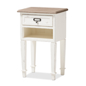 Weathered Oak White Wash Nightstand Provincial Style Distressed Finish Thumbnail - 1