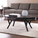 Modern Oval Faux Marble Coffee Table - Thumbnail 5
