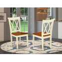 East West Furniture CLC-BMK-W Clarksville Dining Room Chairs - Double Cross Back Wood Seat Chairs, Set of 2, Buttermilk & Cherry Thumbnail - 1