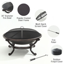 Outdoor Steel Fire Pit with Protective Mesh and Poker - Crosley Thumbnail - 1