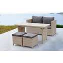Beige Wicker Outdoor Dining Set 4-Piece for Patio and Garden Thumbnail - 1