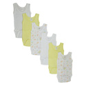 Tank Top Onesies for Baby Girls - Pink/White/Yellow 6 Pack Sizes NB - S - L - Bambini Infant Wear Thumbnail - 1
