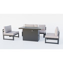 Modern Outdoor Sectional Set with Fire Pit Table for 6 People Thumbnail - 1