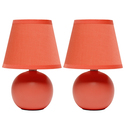Traditional Ceramic Bedside Table Lamp Set Two Pack Orange Thumbnail - 1