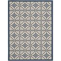 Transitional Polypropylene Rugs Beige/Navy 5x2.7ft Small Rectangular Size - Safavieh Thumbnail - 1
