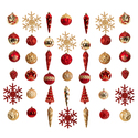 HomeStock Holiday Sparkle Shatterproof Christmas Tree Decorations Ornament Box Set - Count of 52 with Reusable Container, Diverse Styles & Finishes for Easy Holiday Decorating Thumbnail - 1