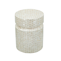 A&B Home Round Wooden Accent Stool with White Capiz Finish D14x18" Thumbnail - 1