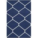 Navy Ivory Wool Cotton Area Rug 5x3 Contemporary Rectangle Design - Safavieh Thumbnail - 1