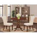 Modern Round Dining Set - Table & 2 Parsons Chairs Thumbnail - 1