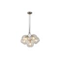Design Living 7-Light Satin Nickel Chandelier With Droplet Clear Glass Shades Thumbnail - 1