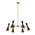 Design Living 6-Light Gold Chandelier With Black Cone Shades Thumbnail - 1